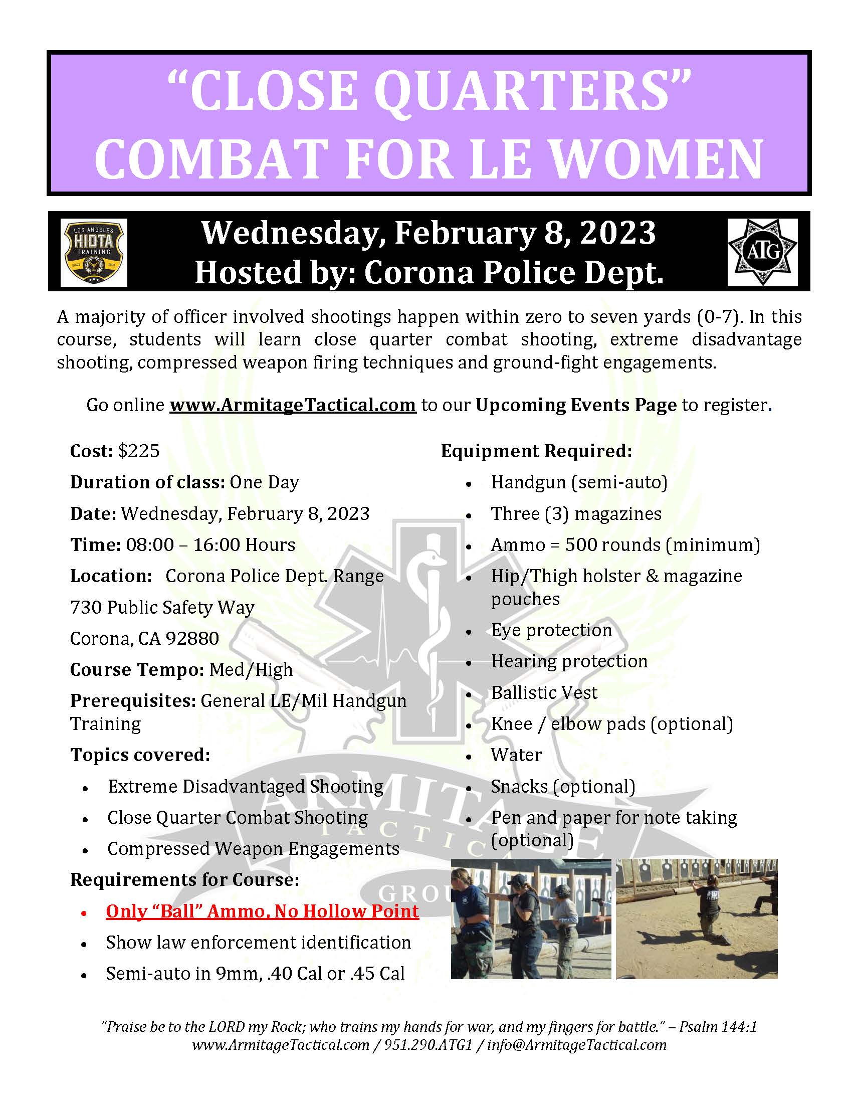 2023/02/08 - Close Quarters Combat for LE Women - Corona, CA