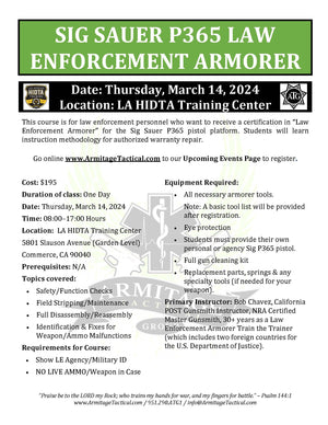 2024/03/14 - Sig Sauer P365 LE Armorer's Course - Commerce, CA