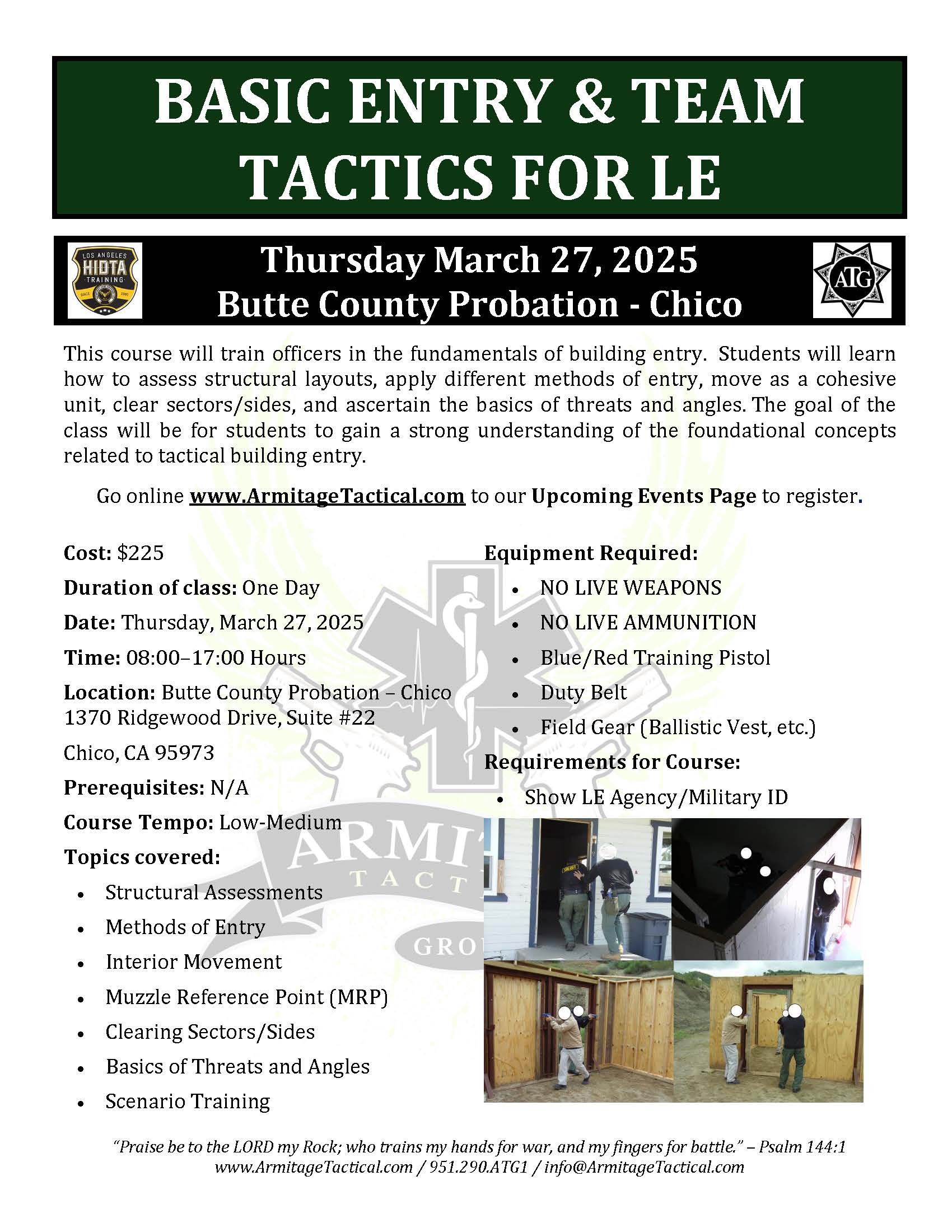 2025/03/27 - Basic Entry & Team Tactics for LE - Chico, CA