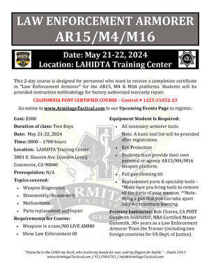 2024/05/21 - LE Armorer's Course 2-Day (AR15/M4/M16) - Commerce, CA