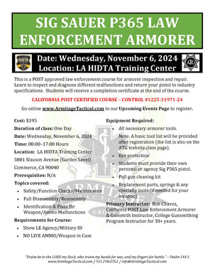2024/11/06 - Sig Sauer P365 LE Armorer's Course - Commerce, CA