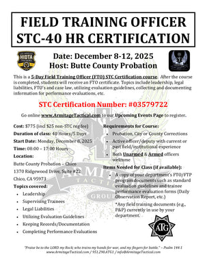2025/12/08 - 40 Hour Field Training Officer (FTO) STC Certification Course - Chico, CA