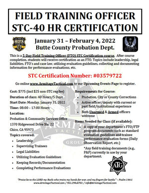 2022/01/31 - 40 Hour Field Training Officer (FTO) STC Certification Course - Oroville, CA