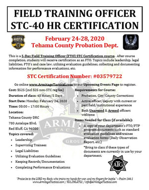 2020/02/24 - Field Training Officer (FTO) STC Certification Course - Red Bluff, CA
