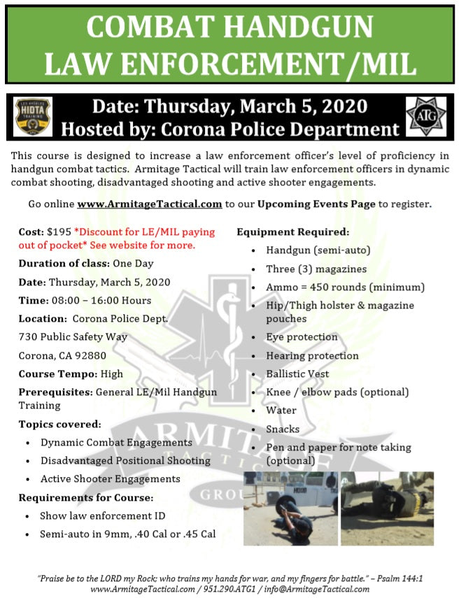 2020/03/05 - Combat Handgun for LE/Mil - Corona, CA
