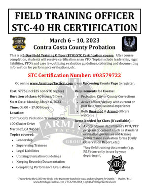 2023/03/06 - 40 Hour Field Training Officer (FTO) STC Certification Course - Martinez, CA