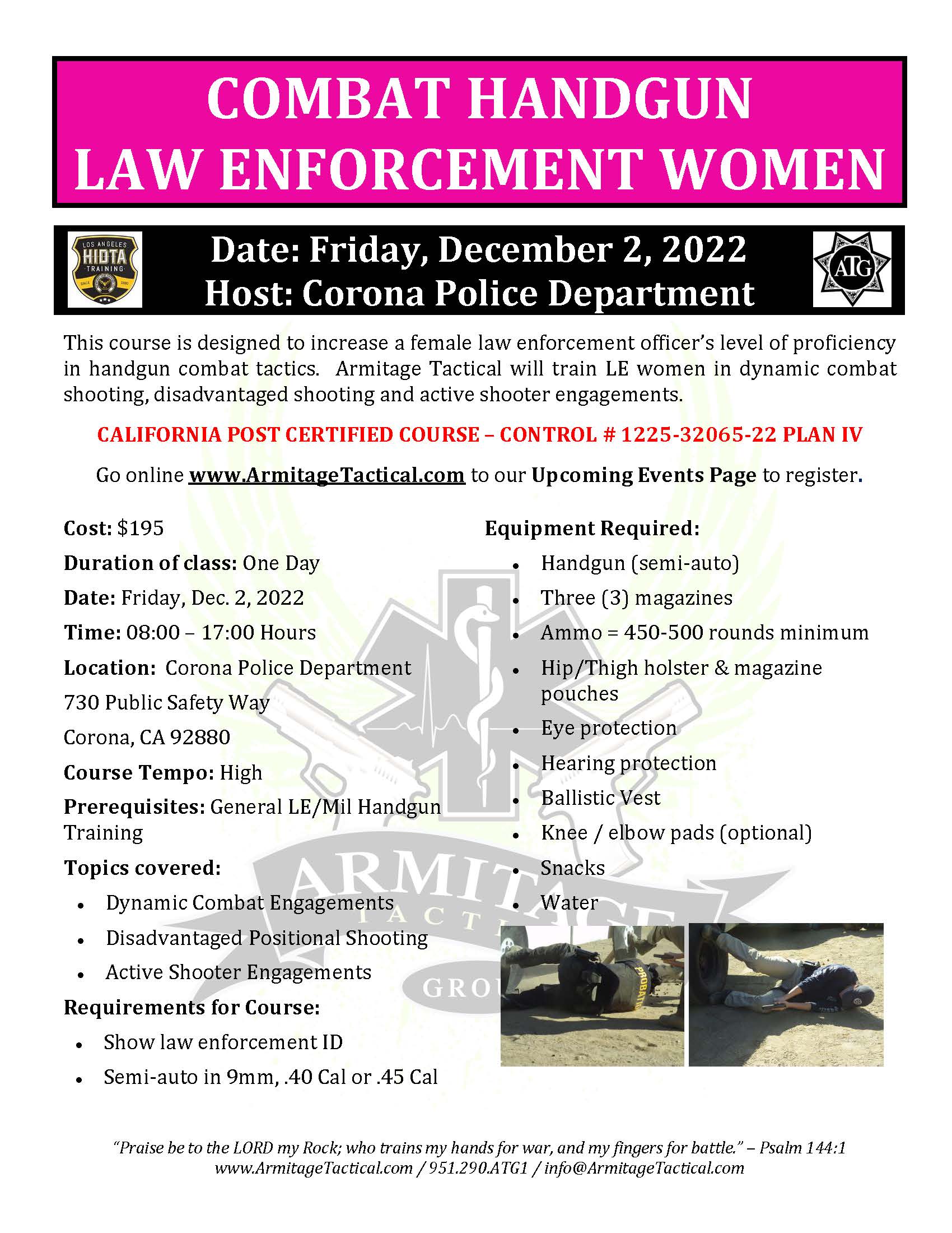 2022/12/02 - Combat Handgun for LE Women - Corona, CA