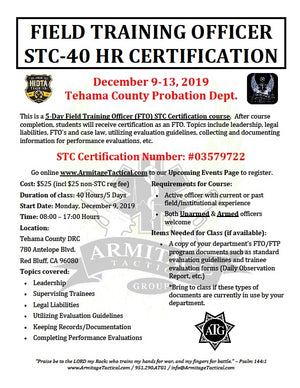 2019/12/09 - Field Training Officer (FTO) STC Certification Course - Red Bluff, CA